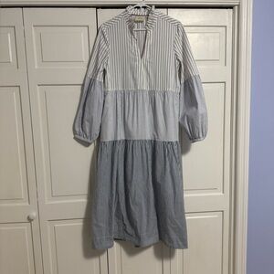 Anthropologie Maude “Bonnie” blue stripe maxi dress size M